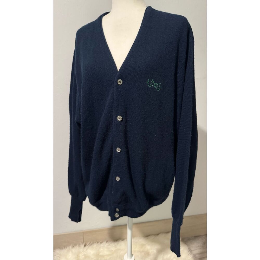 Izod Vintage Button Front V Neck Sweater L